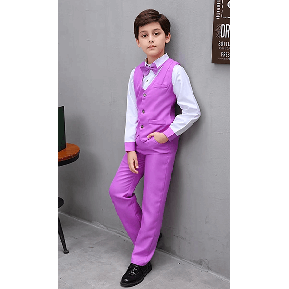 Gilet Smoking Sans Manches Pour Garçon - Costume Cérémonie, Mariage, Baptême - Taille 2T à 16 Ans - 100% Polyester