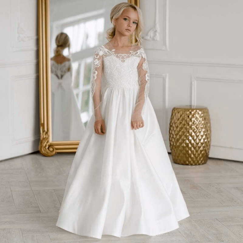 Robe De Soirée Fille En Mousseline De Soie - Maxi Longue - Taille 4-16 Ans - Mariage