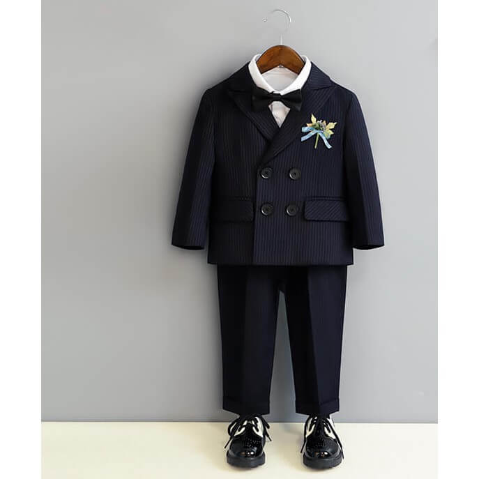 Costume Smoking Bébé Garçon - Baptême, Mariage - Coton - Bleu Ou Gris