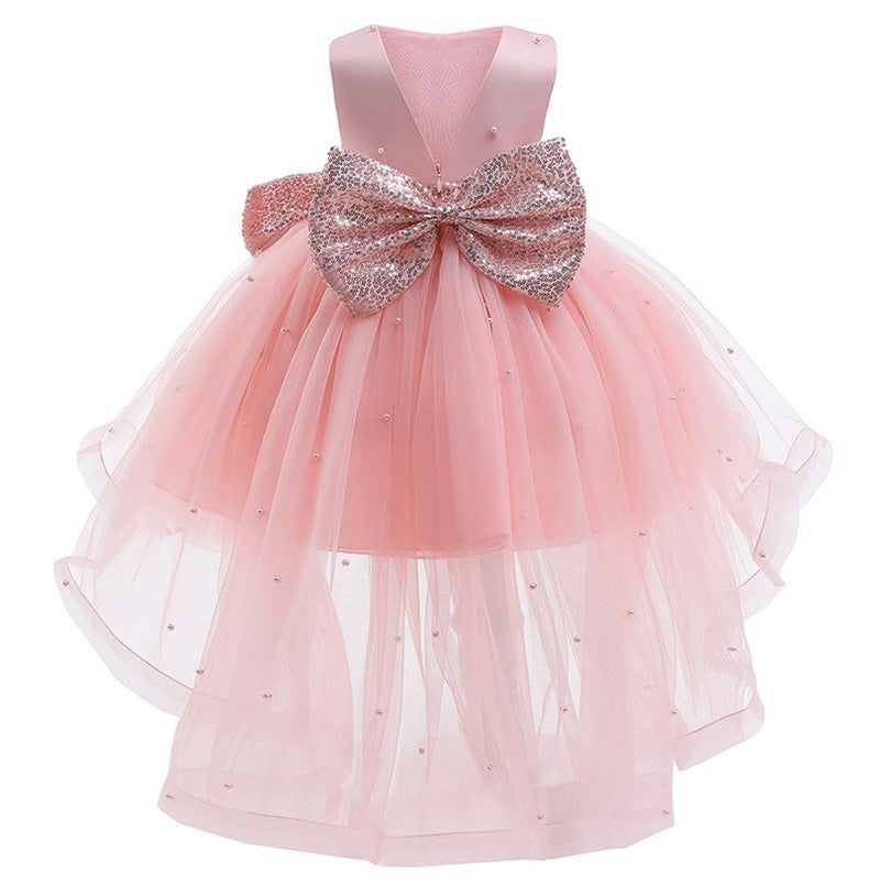 FYMNSI Ensemble de 2 robes de fête avec nœud et bandeau pour bébé fille Fraise 1er 2e 3e anniversaire, Rose 1er, 1 an