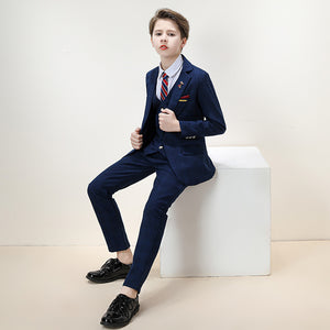 Costume Garçon D'honneur – Veste + Pantalon + Cravate + Broche, Tenue Cérémonie, Plusieurs Tailles (90 à 170 Cm)