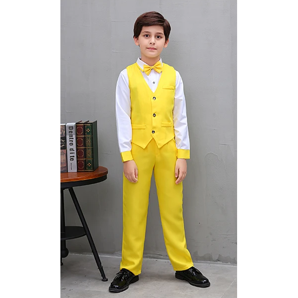 Costume Garçon D'Honneur 3 Pièces Rouge Vineux - Veste, Gilet, Pantalon - Pour Mariage, Cérémonie (Taille 10-11 Ans)