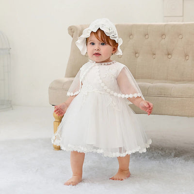 SOLDES - robe mariage baptême pour bébé blanc bleu ou blanc beige