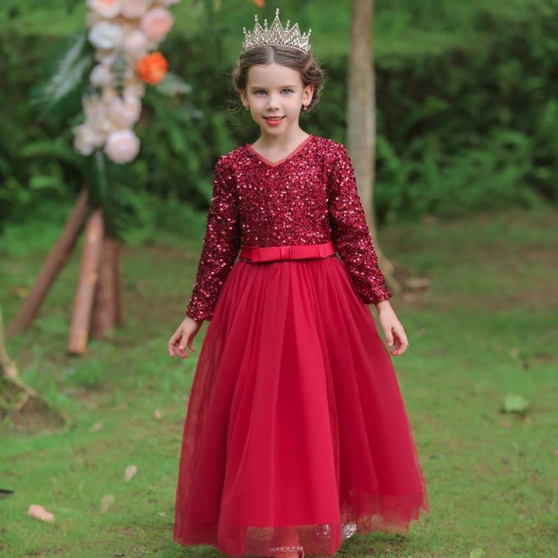 Robe De Cérémonie Pour Fille 10 Ans - Rouge Satiné Avec Dentelle Et Bas Tulle Froufrou
