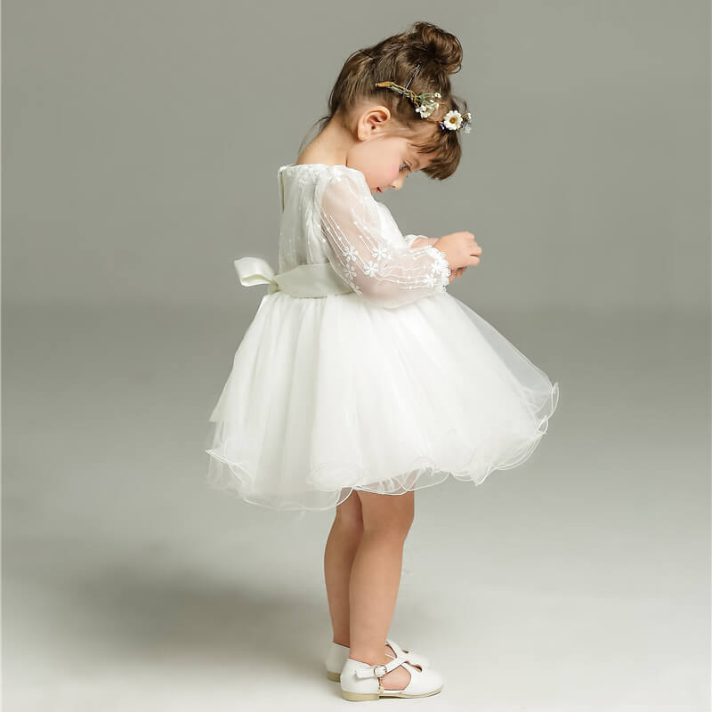 Robe De Baptême 100 % Coton - Robe De Fête Pour Bébé Fille - L17