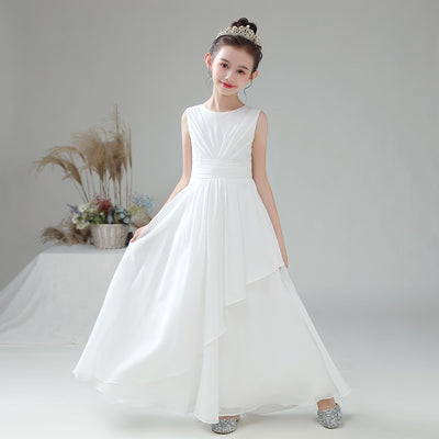 Robe De Princesse Longue En Dentelle Pour Fille 2-14 Ans - Pour Mariage, Communion, Anniversaire, Bal - Manches 3/4, Nœud Papillon, Tulle - 7
