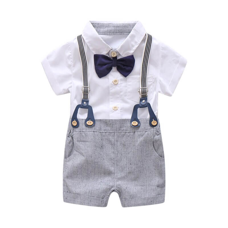 Tenue De Baptême Garçon été – T-shirt Manches Courtes + Short, Polyester Doux, Design Print, Pour Occasions Spéciales